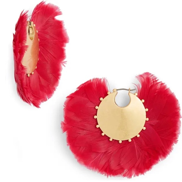 Kate Spade Hoop Feather Statement Earrings